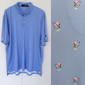 RLX RALPH LAUREN Classic Fit Performance Polo Shirt in Fishing Flamingo Blue